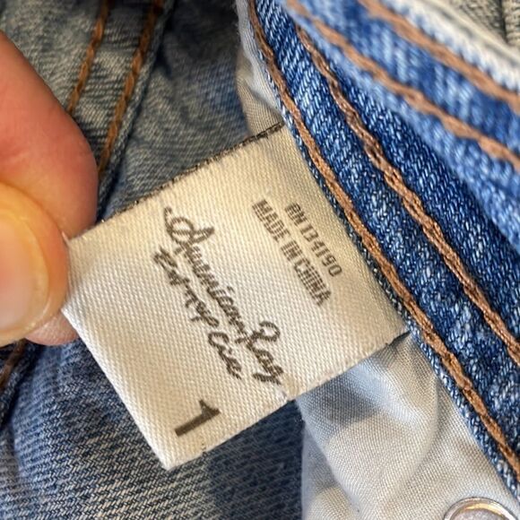 Avenue Rag Soft Blue Denim Straight Leg Loose Fit Destructed Jeans - Picture 6 of 12